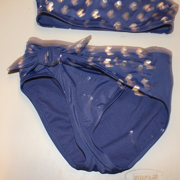 Blue & Silver 2 Pcs Justice Bikini Swimsuit Size 14 - Picture 4 of 11